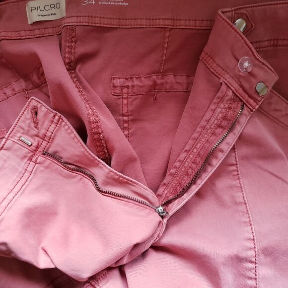 Pilcro Low Rise Utility Demilune Boot Cut Stretchy Pants Rose Women's Size 34 - Picture 10 of 14